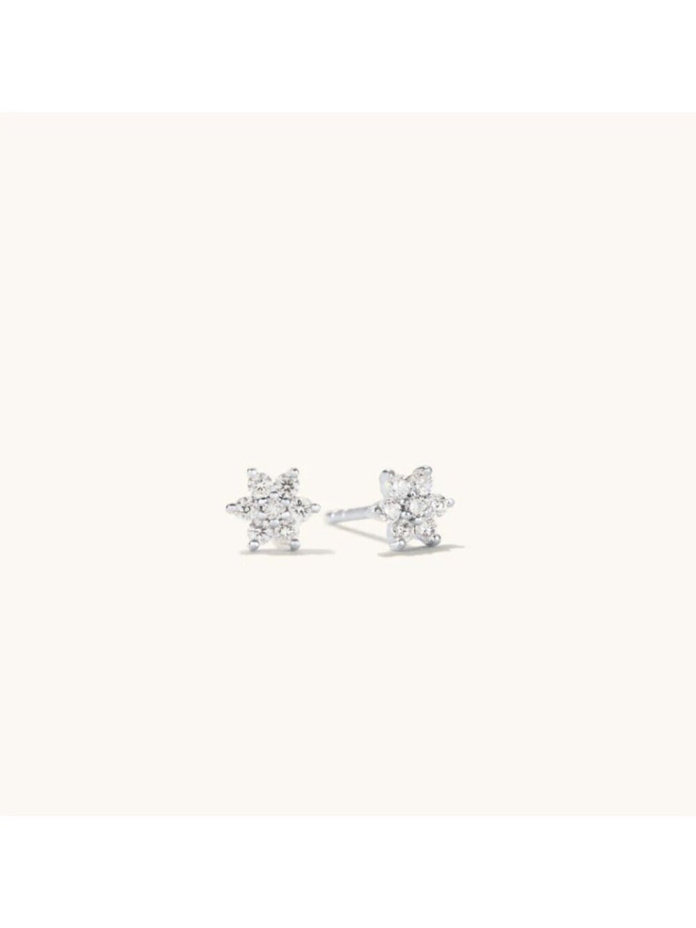 Mejuri Diamond Flower Studs 14k White Gold 0.2 ct Natural Diamonds 6mm - Picture 5 of 6